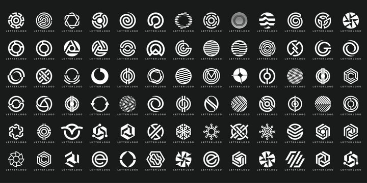 set of collection icon, initial letter O technology business logo design, bundle set icon graphic vector