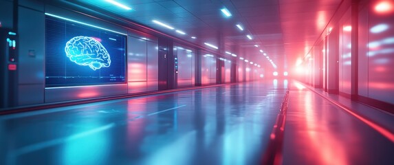 Futuristic Hospital Brain Diagnosis and Patient Examination with Advanced Medical Technology