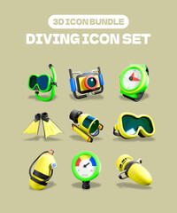 set of 3d icons for diving