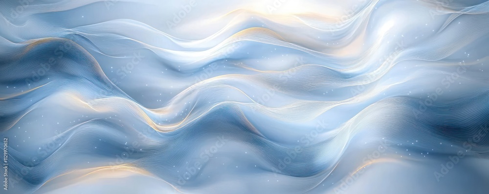 Aufkleber minimalist abstract design with soft flowing lines in light blue and white for tranquil atmosphere