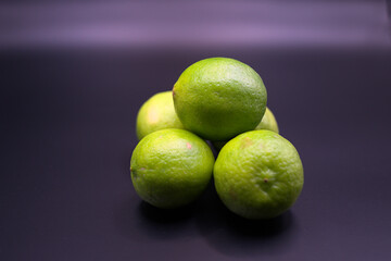 isolated lemons on a black background 