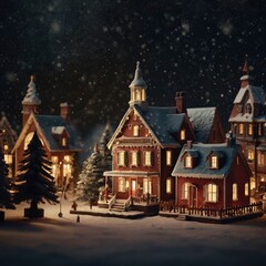 Fototapeta premium Christmas house in the night