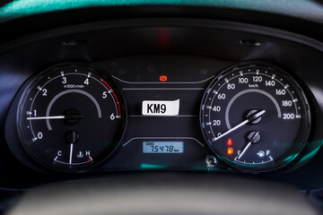 car​ instrument panel, car​ speed motor of​ night, car​ dashboard​ modern​ automobile...