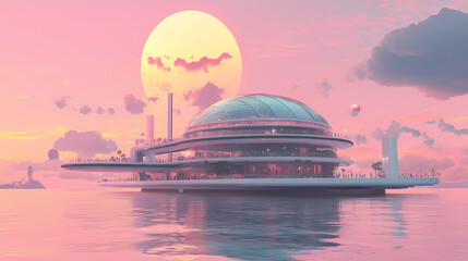 Obraz premium Solaris floating event venue. Solaris. Illustration