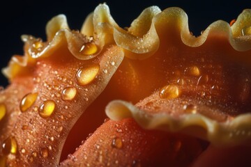 Dewdrops Adorn Orange Pasta Flower Petals