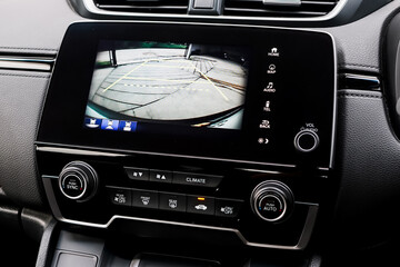 Rear view monitor for reversing system Car display and rear view camera parking assistant car navigation.