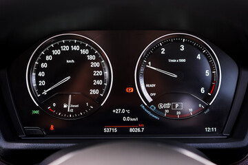 car​ instrument panel, car​ speed motor of​ night, car​ dashboard​ modern​ automobile...