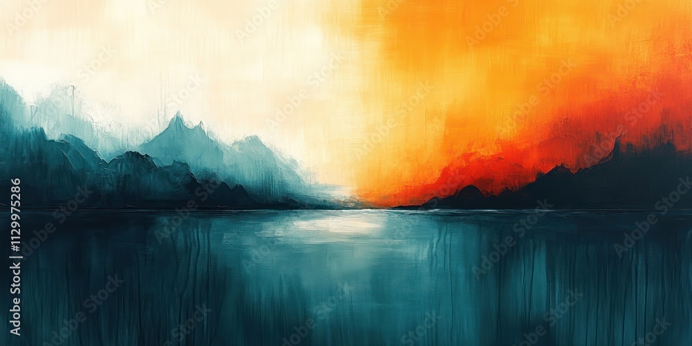 Poster vibrant abstract gradient background in warm orange and cool teal with smooth diffused lighting
