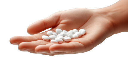 hand with pills isolated on white background