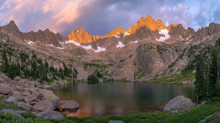 Majestic Mountain Peaks Reflecting in Calm Alpine Lake