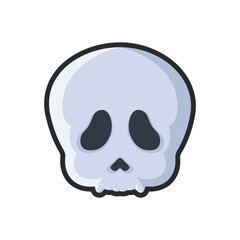 skull head with outline in flat vector design