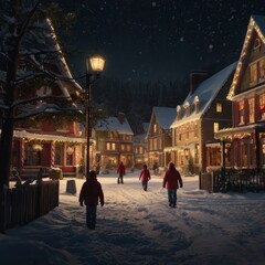 Christmas house in the night