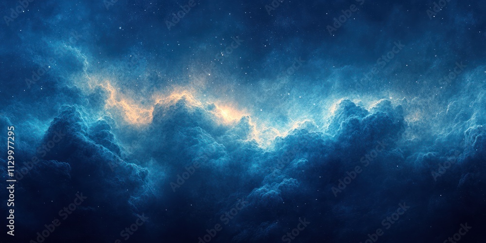 Poster deep blue teal gradient abstract background with soft lighting and silk texture
