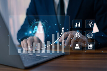 Businessman leverages AI automation to drive sustainable business growth and optimize operational efficiency