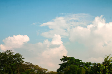 The sky during the day in summer, cumulonimbus clouds filling a large part of the image dimension.