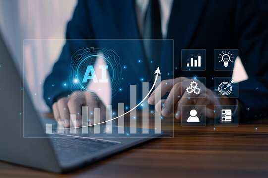 Businessman leverages AI automation to drive sustainable business growth and optimize operational efficiency