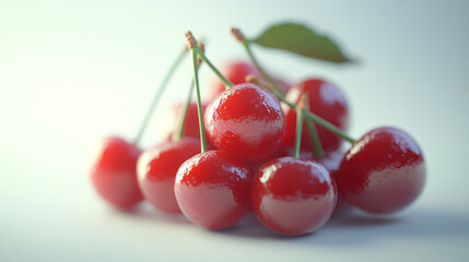 Juicy Red Cherries Closeup  Fresh Fruit  Summer Berries