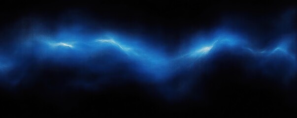 Fototapeta premium Abstract Impressionism Blue Light Waves Flowing Dark Background Ethereal Glow