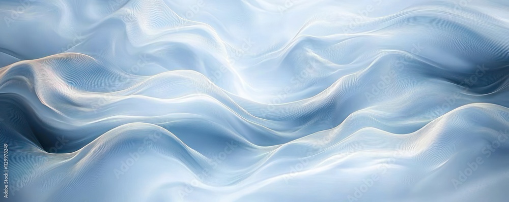 Aufkleber abstract minimalist design with soft blue and white flowing lines for tranquil atmosphere and elegan