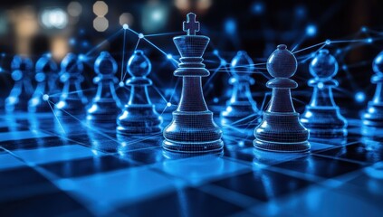 Digital Chessboard with Glowing Pieces