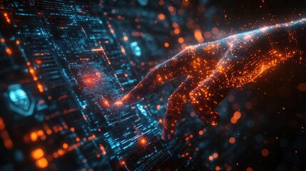 Hacker Hand Reaching from Screen for Cyber Attack and Data Breach