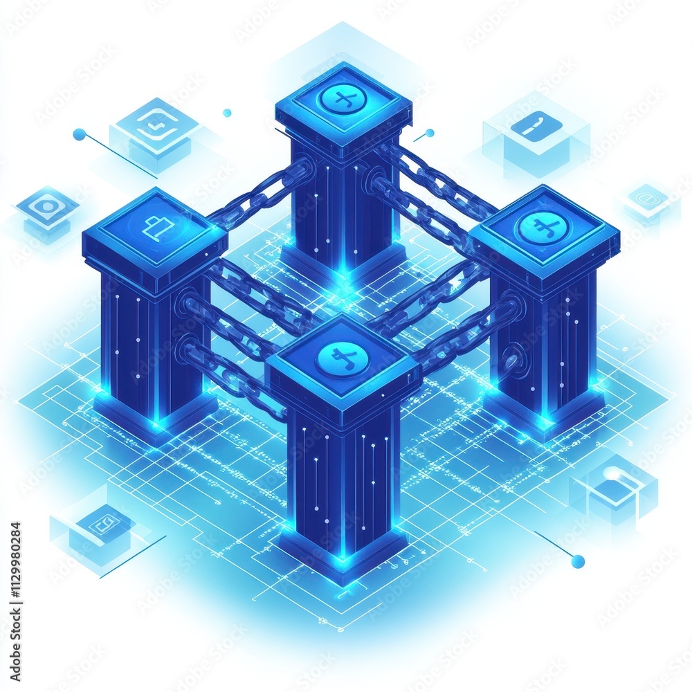 Aufkleber blockchain-secure banking: innovative iso design for modern financial services, revolutionizing tran