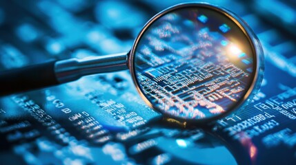 Magnifying glass over a circuit board