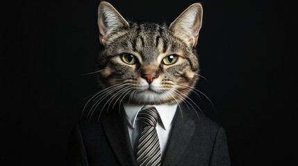 Cat wearing a suit like a businessman