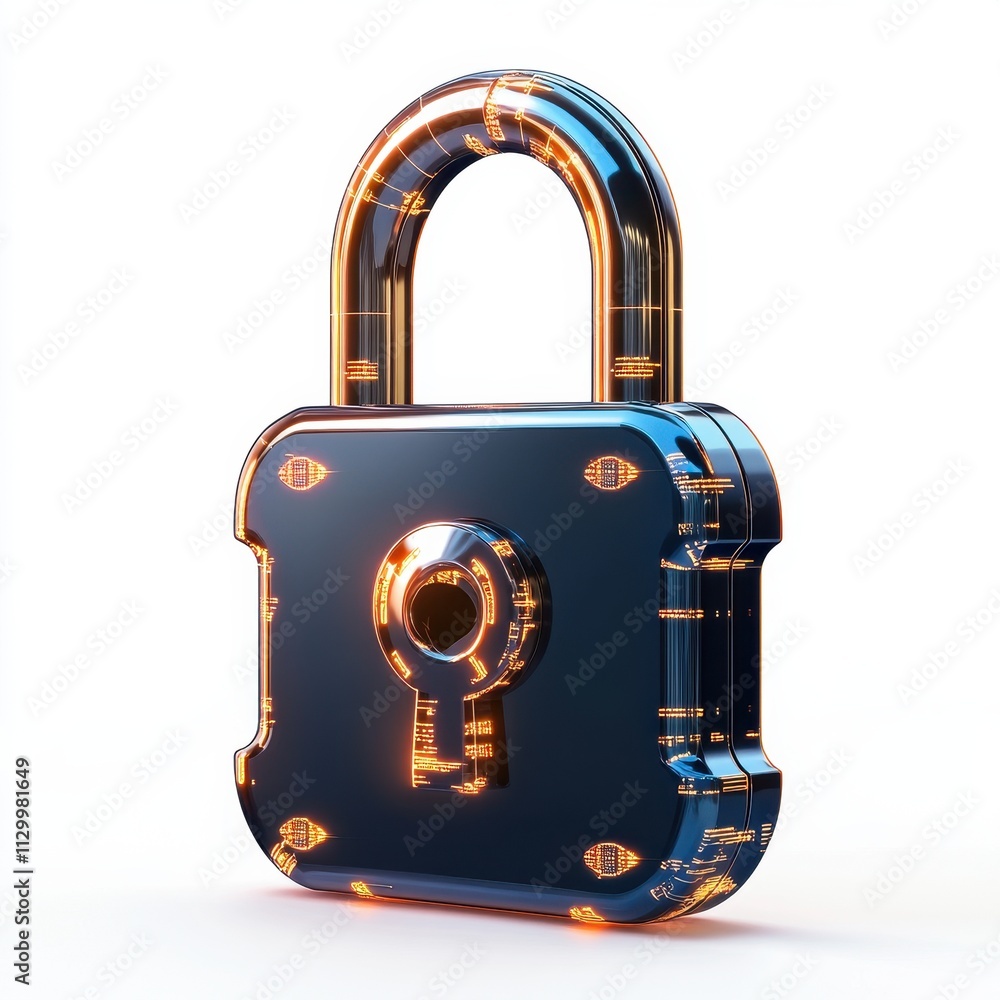 Aufkleber encrypted financial messaging: secure transactions with a blue padlock and glowing lock for digital 