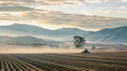 No-till farming equipment working a field to retain soil carbon and reduce disturbance