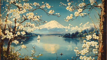 lake and mountains and boat