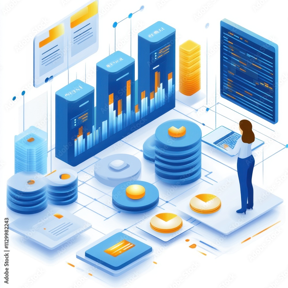 Aufkleber enhanced data governance: a professional man analyzing and managing large volumes of data in a moder