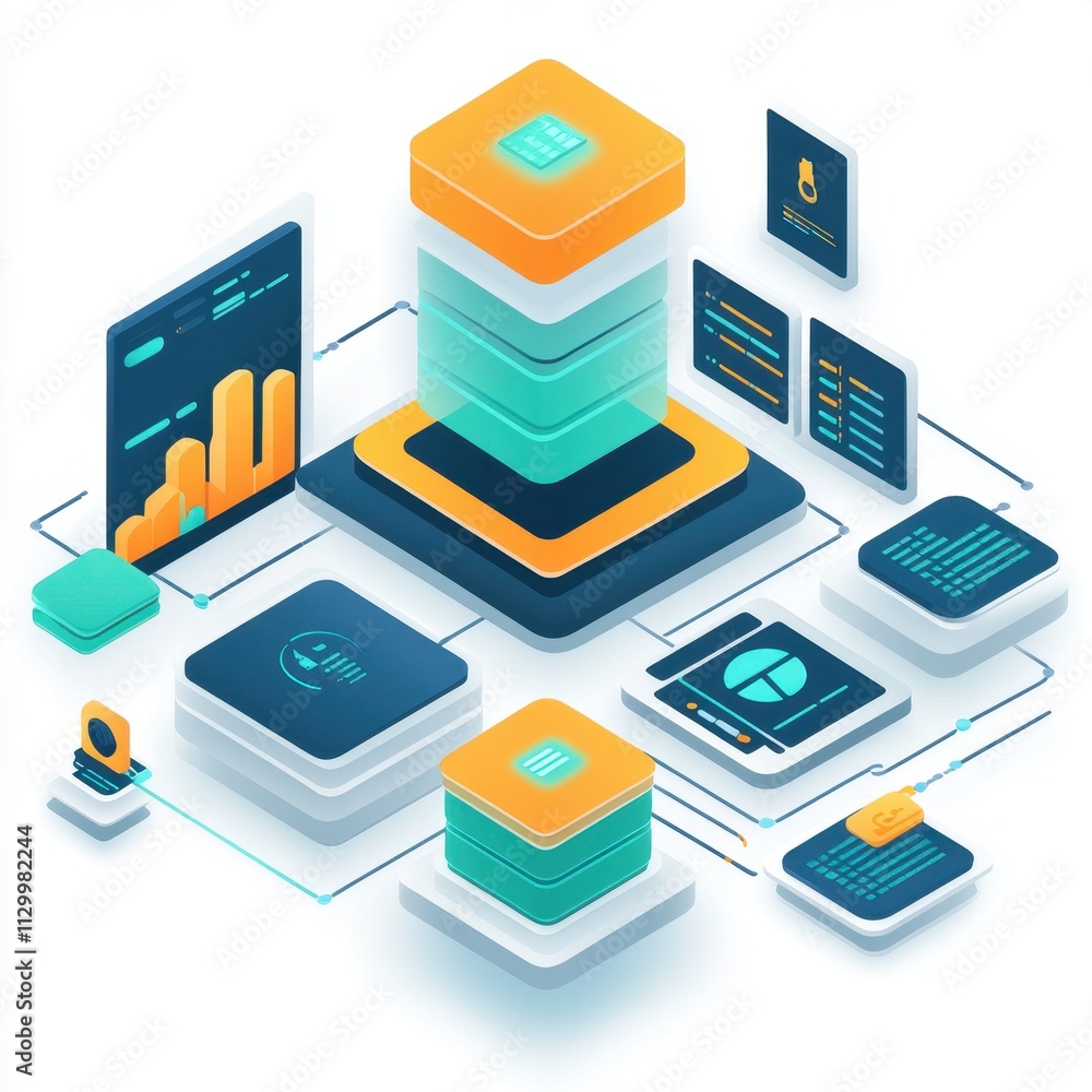 Aufkleber enhanced data governance with a stack of modern devices on a clean white background perfect for tech