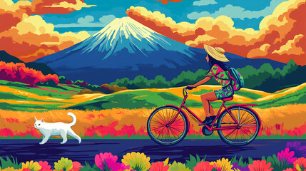 mountain landscape with mountain bike