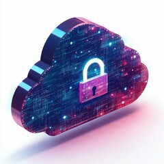 Hybrid Cloud Security Concept: Cloud With Lock Symbolizing Data Protection, Privacy, and Cybersecurity in Modern Digital Infrastructure for Business Solutions and I T Management
