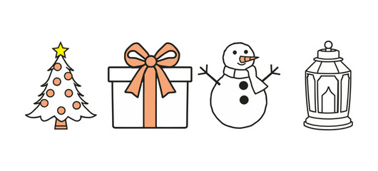 Festive decorations and symbols representing holiday joy in a cheerful design