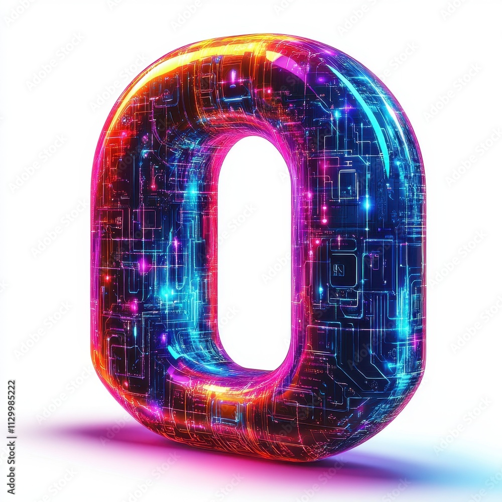 Poster secure transaction encryption: innovative representation featuring a circuited letter 'o' symbolizin