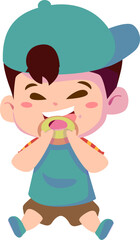 Happy Boy Eating a Doughnut, Design Inspiration, Character