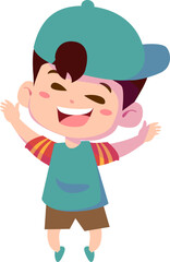 Playful cartoon Boy Smelling with Cap, Design Inspiration, Character