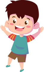 Cheerful cartoon Boy with Outstretched Arms, Design Inspiration, Character