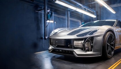 Fototapeta na wymiar futuristic electric sports car chassis and high performance battery pack