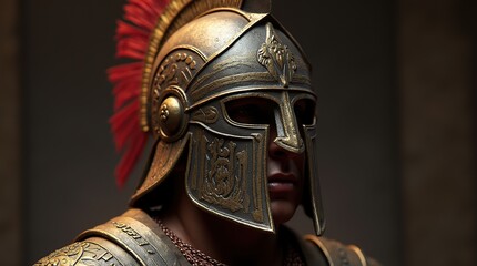 Close-Up of Ancient Carthaginian Warrior Helmet with Detailed Ornamentation