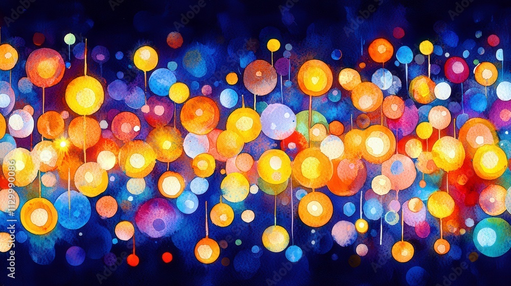 Aufkleber colorful abstract background with circular shapes and bright bokeh effect for creative designs and m