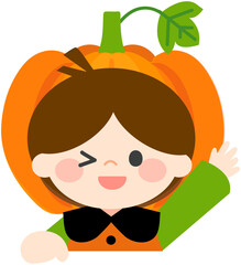 Cute Halloween Costume Pumpkin Boy

