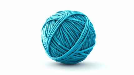 Turquoise twine ball on white background - 3d of coiled yarn sphere. Twine. Illustration