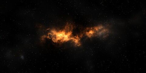 Obraz premium Fiery Nebula in Deep Space Cosmic Clouds Stars and Galaxy Background