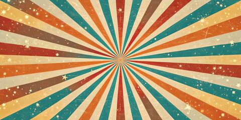 Retro Sunburst Design with Vintage Texture and Star Dust