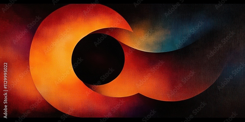 Poster abstract orange and black gradient background with soft lighting and circular composition