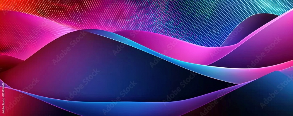 Poster colorful abstract wave pattern with vibrant gradients and soft curves showcasing artistic design and
