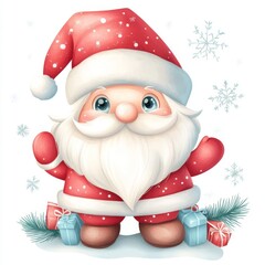 Cute Cartoon Illustration of Tiny Christmas Gnome